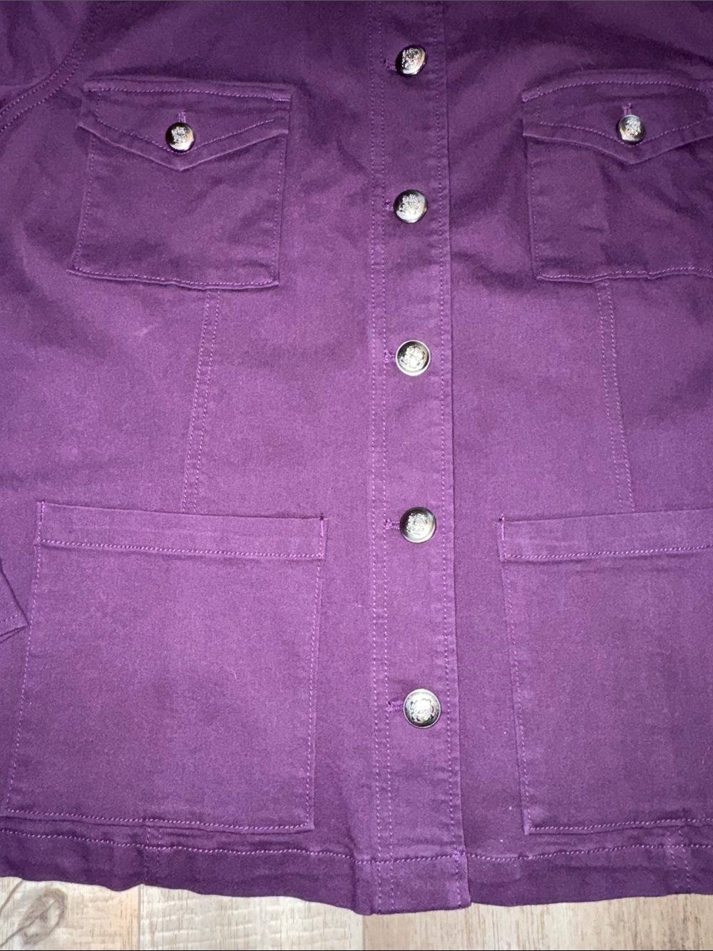 SUSAN GRAVER Purple Button-Front Utility Jacket- size XL - Picture 6 of 10